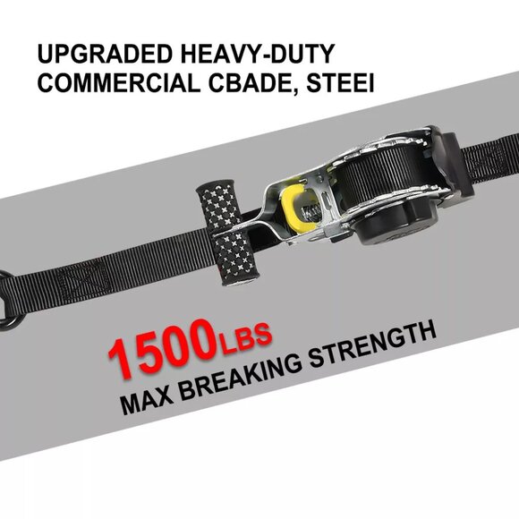 Heavy Duty Retractable Ratchet Straps (2-Pack) – Truck, Trailer and Garage Tool - Picture 8 of 16